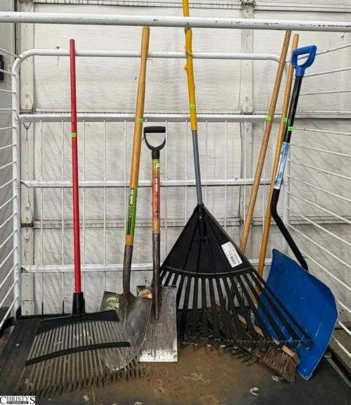 Long Handled Yard Tools - Rakes, Shovels, Broom - CART NOT INCLUDED image