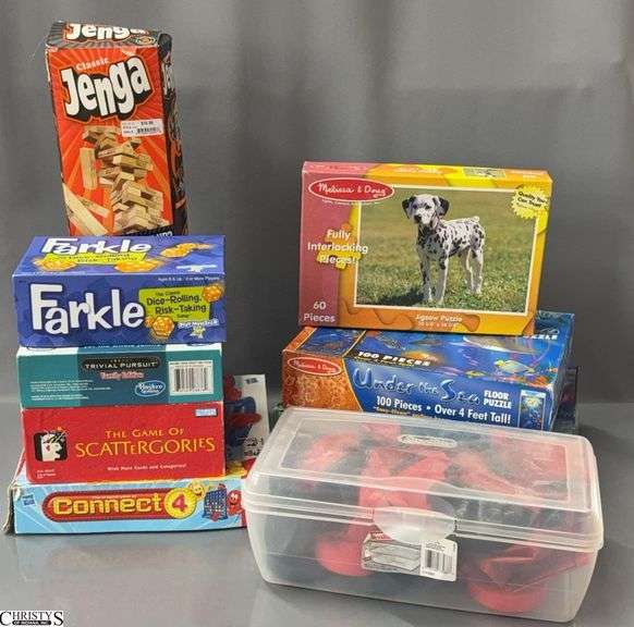 10 Assorted Board Games, Puzzles, Checkers Set - May not include all pieces image