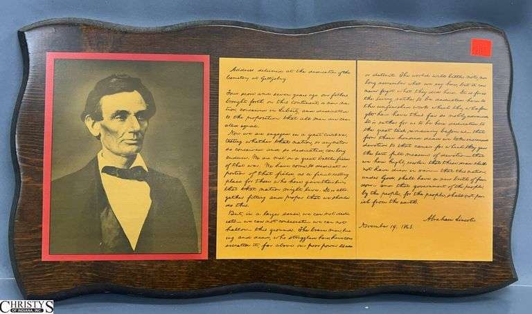 Abraham Lincoln Gettysburg Dedication Speech Plaque - 19" x 10" image