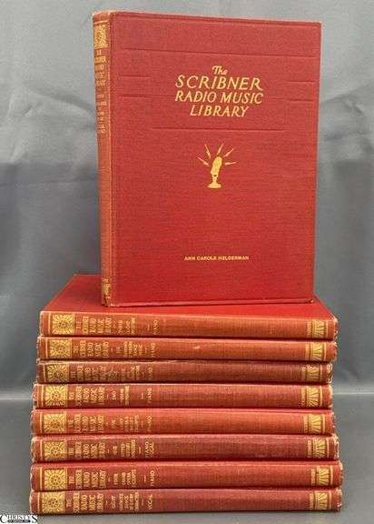 1946 The Scribner Radio Music Library - 9 Volumes - Piano and Vocal - 9" x 12" of each, some binding wear image