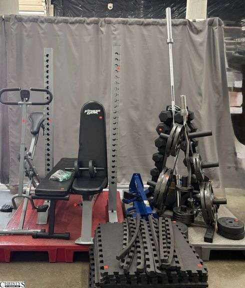 Home Gym Equipment - Dumbells & Rack, Barbell and Weights, Squat Rack and Parts, Sunny Row N Ride, Foam Floor Pads - SKIDS NOT INCLUDED image