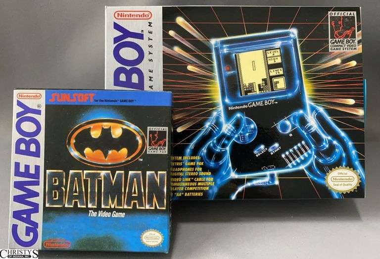 Nintendo Game Boy Original with Tetris Game and Batman Game image