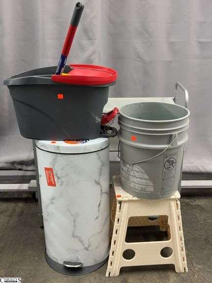 Step Trash Can, Mop Bucket, 5 Gallon Bucket, Step Stool, Organizer - 31" x 32" of organizer image