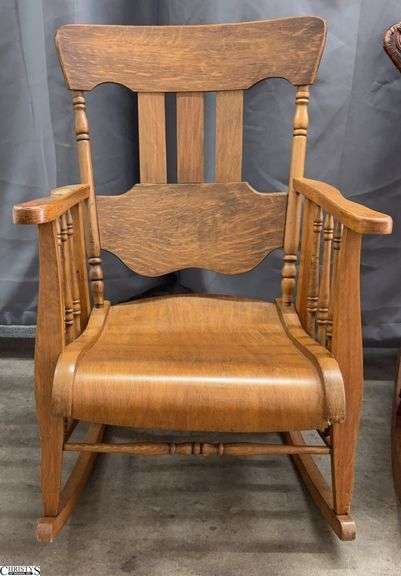 Antique Wooden Rocking Chair - 25" x 37" - 16" seat image