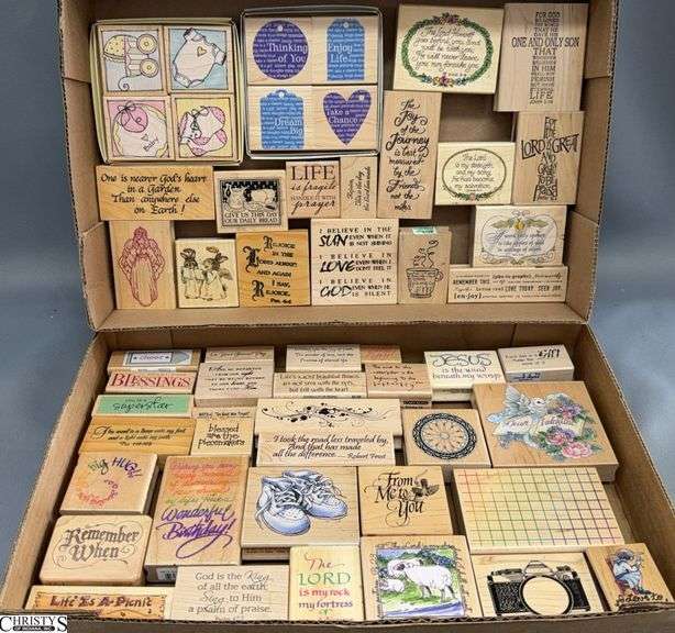 54 Woodblock Rubber Stamps, Inspirational Sayings, Quotes, Images, New Baby image