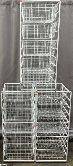 3 Five Bin Wire Storage Racks - 18" x 21" x 41" of each image