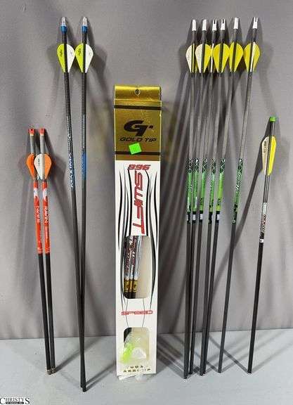 17 Arrows- 6 Gold Tip Swift in Box, 2 Raven 400 Grain, 6 Gold Tip XT Hunter, 2 Maxima Blue Streak and 1 Easton Raider Platinum image