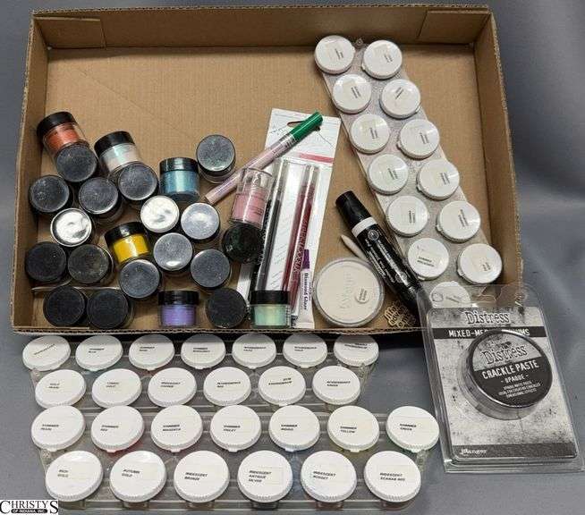 Small Embossing Powders, Distress Crackle Paste, Powdered Pigments image