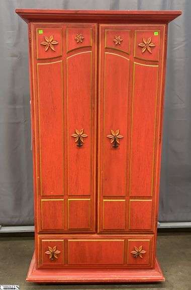 Stanley Vintage 2 Door Armoire - Single Drawer at Base - Some edge wear - 36" x 20" x 68" image