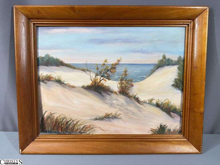 "Early Eve Dune" Framed Artwork on Board by Alice M. Adamson Approx. 19" X 15" Framed.  The board is warped. image
