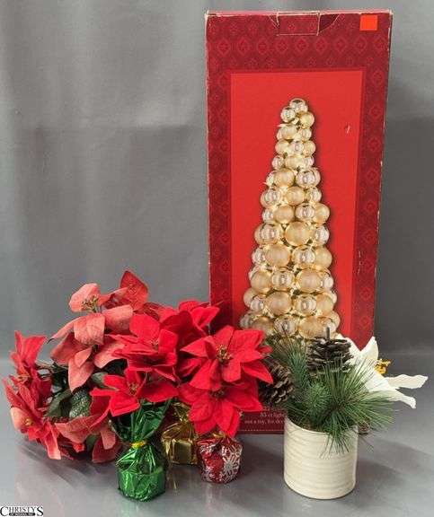 22in Ornament Motif Tree and Artificial Holiday Floral image