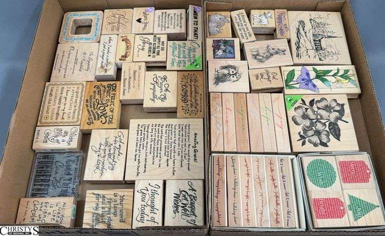 50 Woodblock Rubber Stamps, Sentiments, Amazing Grace, Flowers image