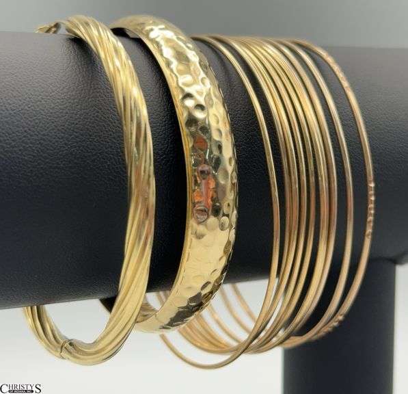 12 Bracelets, 2 Visible Marked 14k image