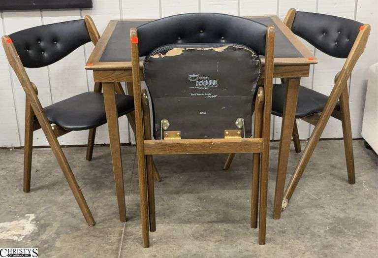 MCM Coronet Wonderfold Folding Table and 3 Chairs - 34" x 34" x 28" of table, some wear image