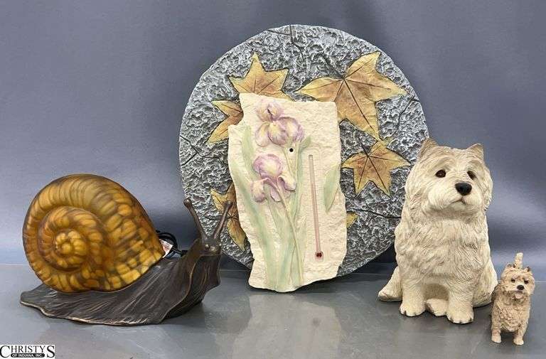 Snail Accent Lamp, Outdoor Composite Thermometer, Stepping Stone, Westie Figures - 12" of stepping stone image