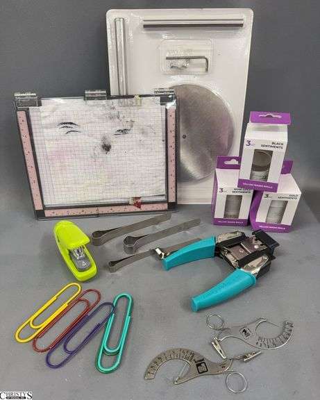 Vellum Washi Rolls, Misti Craft Mat, Crop a Dile Corner Chomper Large Paper Clips, Postal Scales image