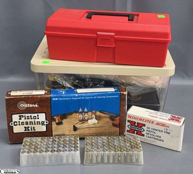 Winchester and Federal Gun Ammunition and Brass (38 Caliber), Gun Cleaning Kit, Misc Small Hand Tools image