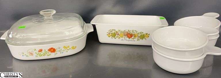 Corning Ware Baking Dishes, Soup Bowls - 12" of largest image