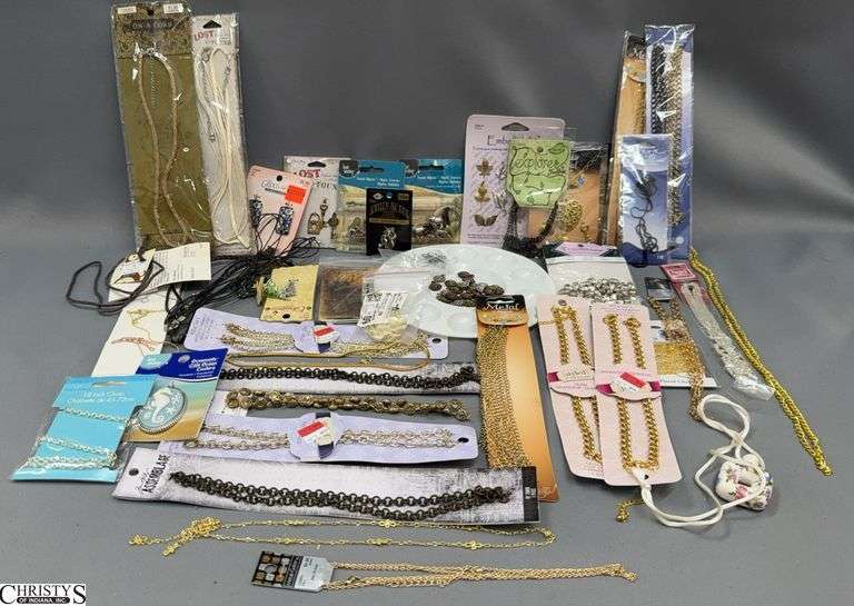 Jewelry Making Crafts, Cording, Charms, Chains, Antiqued Beads, Rhinestones, Coastal, Hearts and Keys image