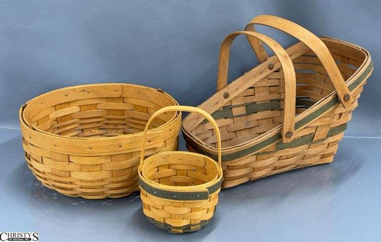3 Longaberger Baskets - 10" x 4" of largest image