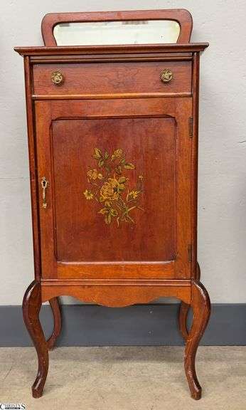 Floral Accent Wooden Sheet Music Cabinet - 19" x 16" x 43" image