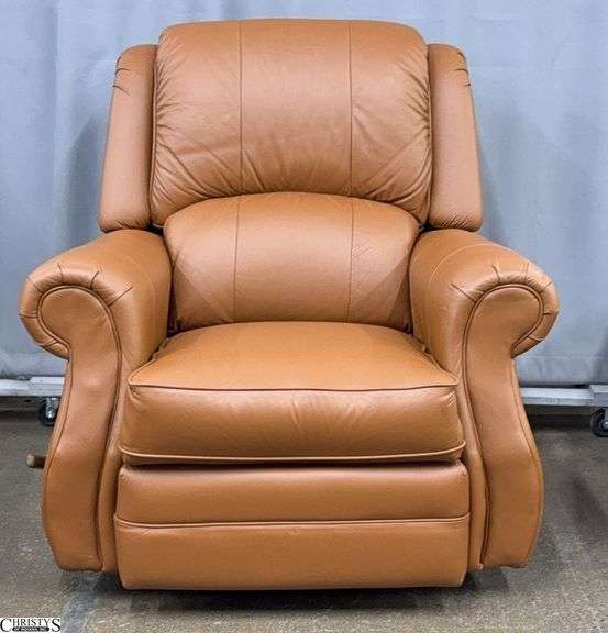 La-Z-Boy Cognac Leather Like Swivel Recliner 35x33x39" image