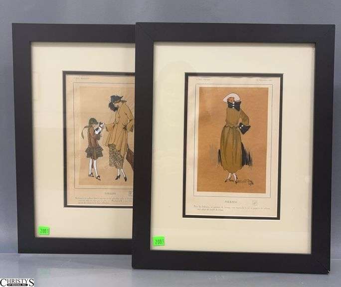 2 Art Deco Tres Parisien Framed French Magazine Pages- 14" x 17.5" of frame image