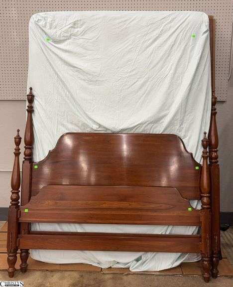 Chippendale Style Full Size Bed Frame and Mattress - 53" x 74" of mattress image