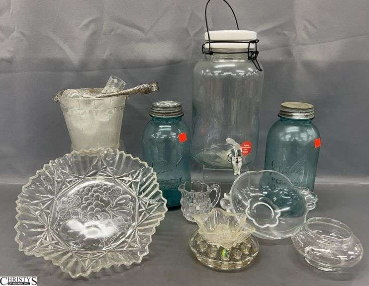 Ball Jars, Glass Storage Jar, Glass Dishes, Misc - 12" of tallest image