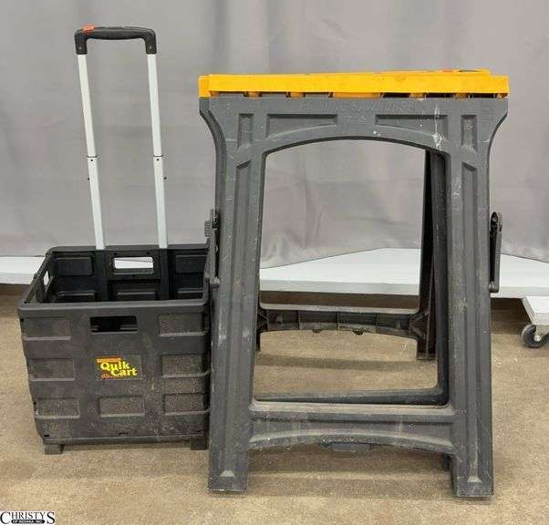 Pair Folding Sawhorses and Rolling Quik Cart - 22.5" x 31" of sawhorse image