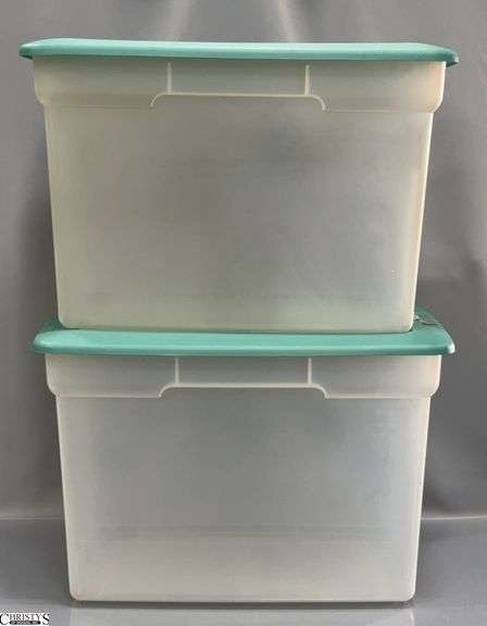 2 Empty Sterilite Totes with Lids 73 Qt. Size image