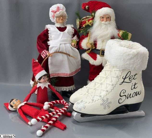 Mr. and Mrs. Claus, Elf on the Shelf, Resin Ice Skates - 16" of tallest image