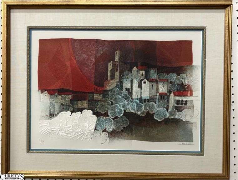"Paisaje" Signed Alvar Sunol Munoz Ramos Framed Embossed Lithograph - 71 of 150 - 29" x 23" of frame - Purchased at Gallery One in  1984- last photos are for authentication reference only image