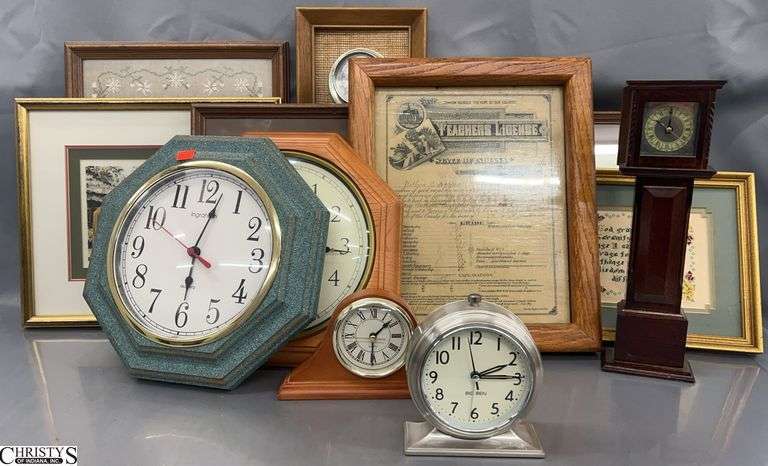 Wall/Desk Clocks, Framed Prints/Cross Stitch, Wall Barometer - 12.5" x 15.5" of largest frame image