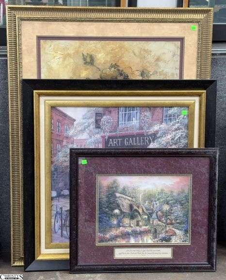 3 Framed Decorator Prints - 34.5" x 44.5" of largest image