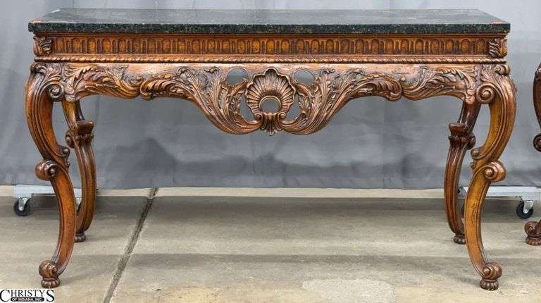 Ornate Stone Top Console Table - 62" x 22" x 35" image