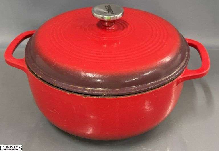 Lodge Enameled Dutch Oven - Shows heavy wear - 11" D image