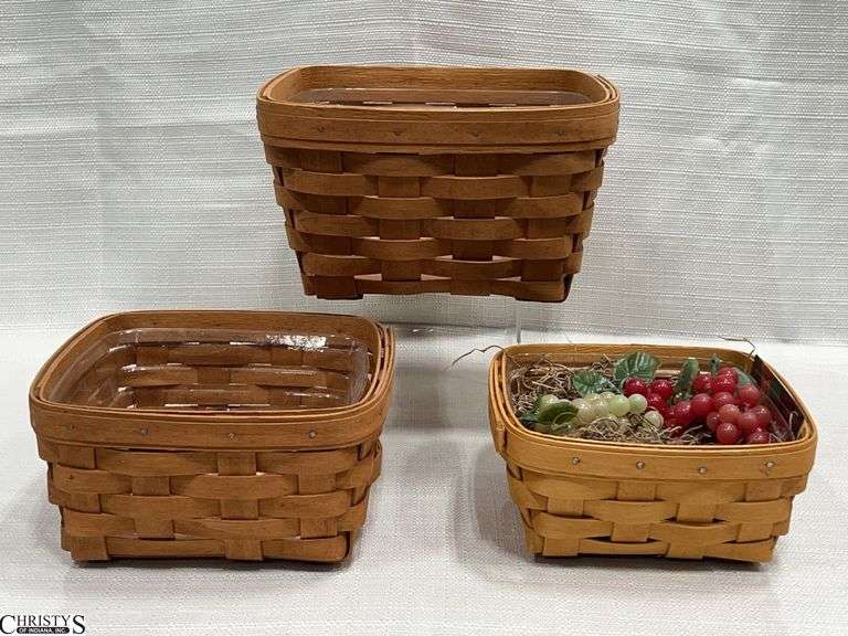 1993 Square Large Berry Basket, 1992 Square Medium Berry Basket and a 1998 Small Square 6x6x3 Basket image