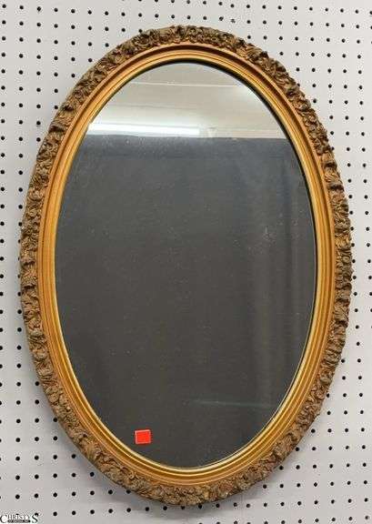 Ornate Oval Frame Mirror - 19" x 27" some chipping to frame image