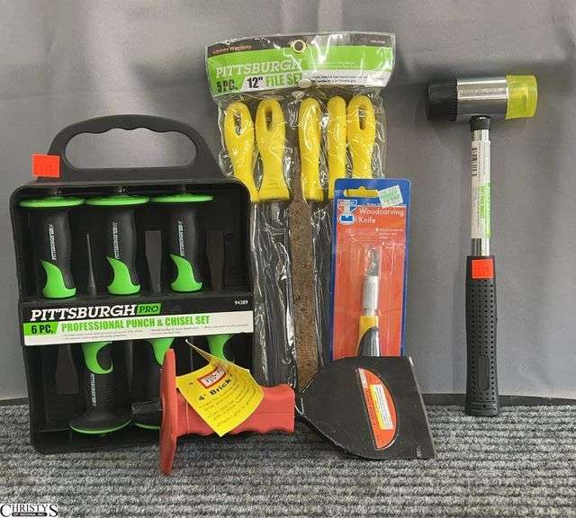 Pittsburgh Punch & Chisel Set, Soft Face Mallet, Brick Chisel, File Set image