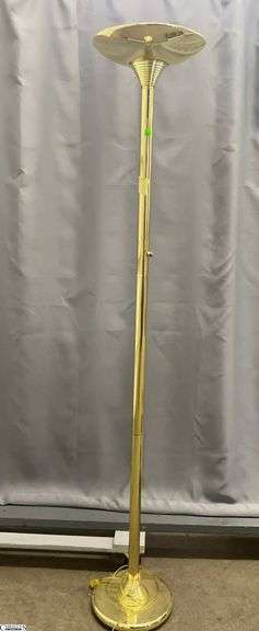 Brass Tone Torchiere Floor Lamp - 72" T - some finish wear image