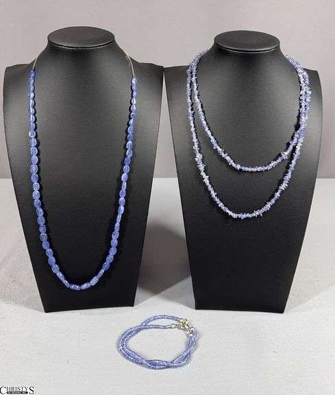2 Purple Stone Necklaces and 1 Bracelet image