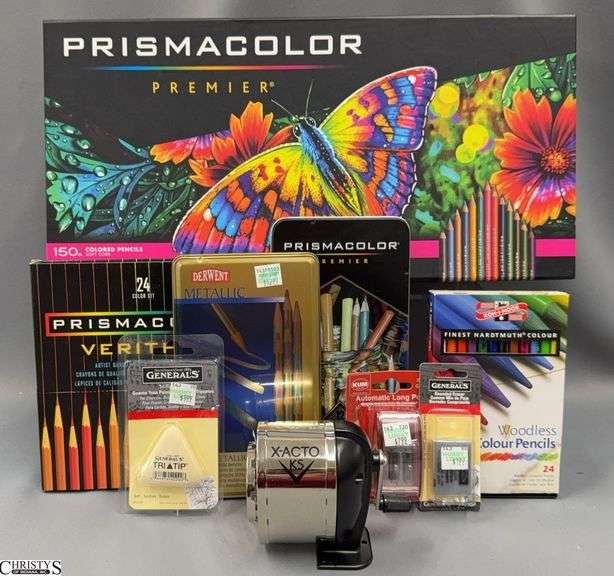 Prisma Color Colored Pencil Sets, *Some Missing A Few Pencils, Woodless Color Pencils, Pencil Sharpeners, Eraser image