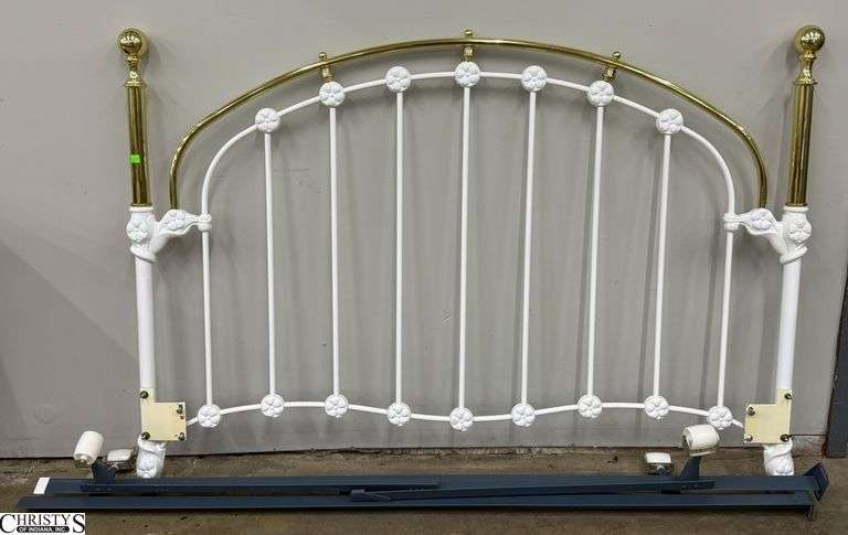Brass and Iron Full Size headboard and Frame, 59x43" image