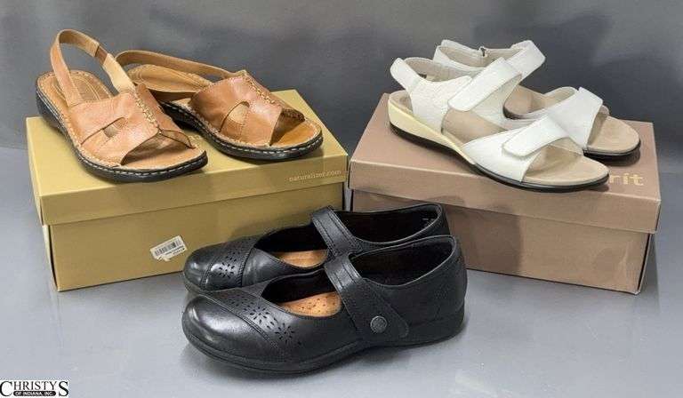 3 Pairs Ladies Sandals and Shoes - size 7.5 image