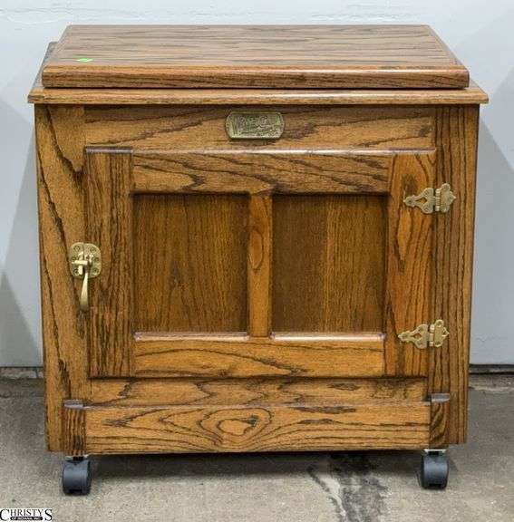 White Clad Ice Box Style Stand With Rotating Top 28x20x28" On Wheels image