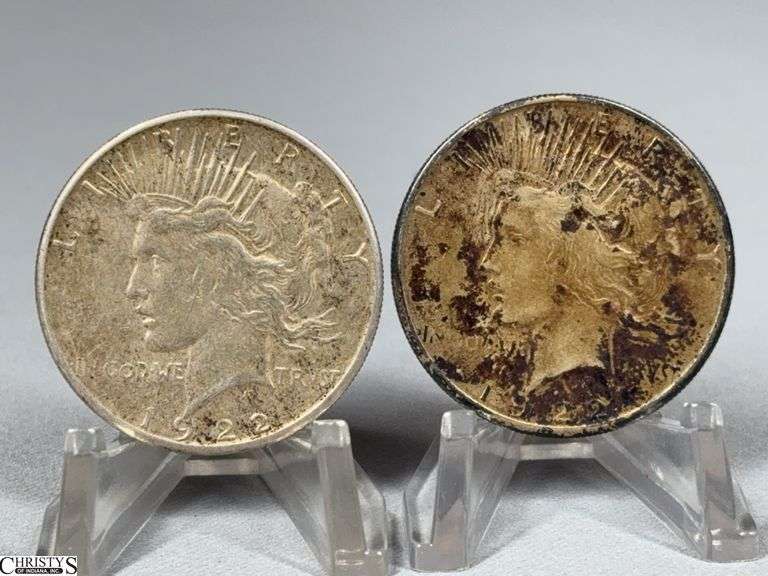 Two 1922-S Silver Peace Dollars image