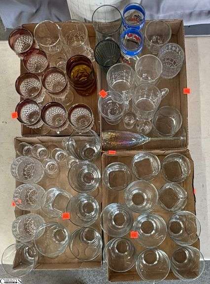4 Flats Assorted Glasses and Stemware - 7" of tallest image
