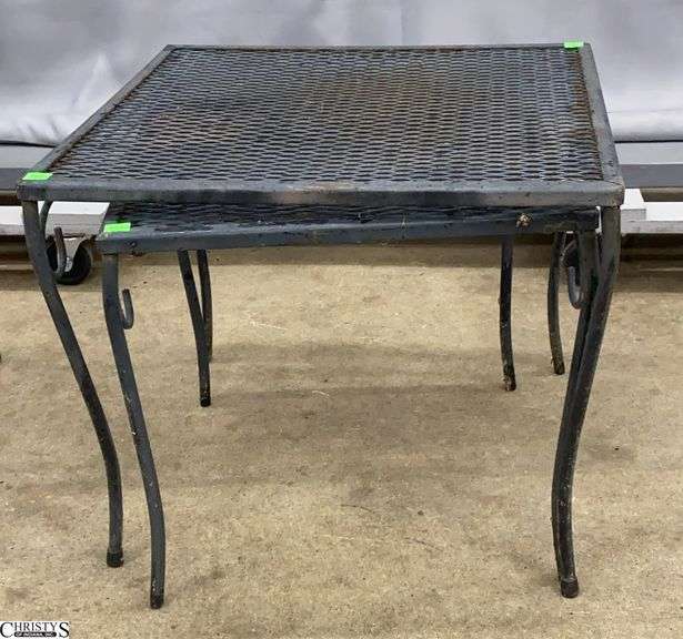 2 Outdoor Patio Metal Side Tables - 19.5" x 19.5" x 16" of largest image