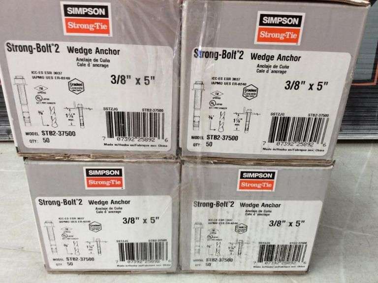 4 Boxes Simpson Strong Tie Strong Bolt 2 Wedge Anchors Crowe Real